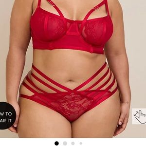 Torrid STRAPS AND LACE TANGA PANTY red size 00 (M/10)